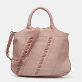 Shopper-Tasche mit Details aus rosa Leder.