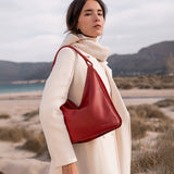Red leather shoulder bag
