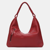 Red leather shoulder bag