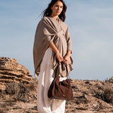 Brown suede shoulder bag