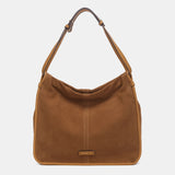 Shoulder bag in cognac suede