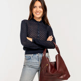Bolso de hombro en piel burdeos