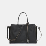 Black leather handbag