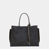 Black leather handbag