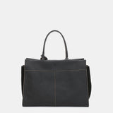 Black leather handbag