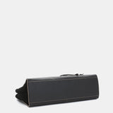 Black leather handbag