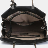 Black leather handbag