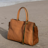 Camel leather handbag