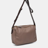 Taupe leather shoulder bag