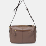Taupe leather shoulder bag