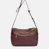Shoulder bag in burgundy leather