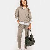 Bolso de hombro en piel y serraje verde