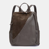 Backpack in gray leather and suede