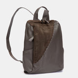 Backpack in gray leather and suede