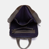 Backpack in gray leather and suede