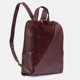 Burgundy leather and suede backpack