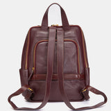 Burgundy leather and suede backpack