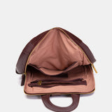 Burgundy leather and suede backpack