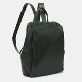Green leather and suede backpack