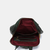 Green leather and suede backpack