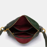 Green leather and suede shoulder bag