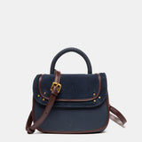 Blue leather and suede shoulder bag