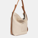 Beige leather shoulder bag