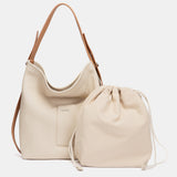 Beige leather shoulder bag