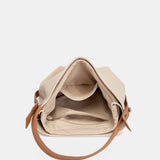 Beige leather shoulder bag
