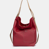 Red leather shoulder bag