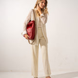 Red leather shoulder bag