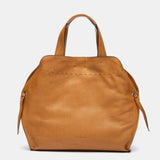 Bolso de mano en piel cognac