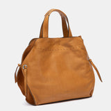 Bolso de mano en piel cognac