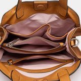 Bolso de mano en piel cognac