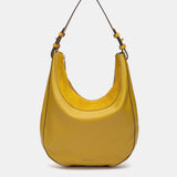 Yellow leather and suede shoulder bag