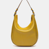 Yellow leather and suede shoulder bag