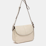 Beige leather and suede crossbody bag