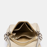 Beige leather and suede crossbody bag