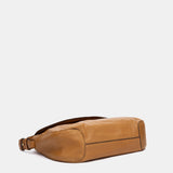 Bandolera en piel y serraje cognac