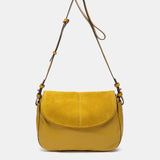 Yellow leather and suede crossbody bag