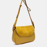 Yellow leather and suede crossbody bag