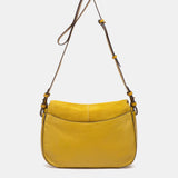 Yellow leather and suede crossbody bag