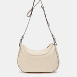 Beige leather and suede crossbody bag