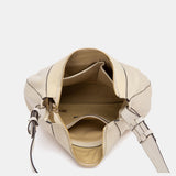 Beige leather and suede crossbody bag