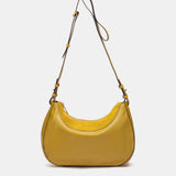 Yellow leather and suede crossbody bag