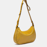 Yellow leather and suede crossbody bag