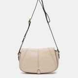 Beige leather crossbody bag