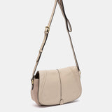 Beige leather crossbody bag