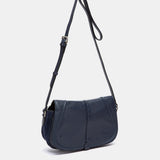 Blue leather crossbody bag