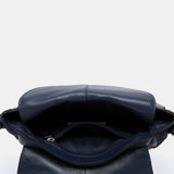 Blue leather crossbody bag